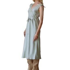 Skies Are Blue Light Green Midi Dress - Color: Sage